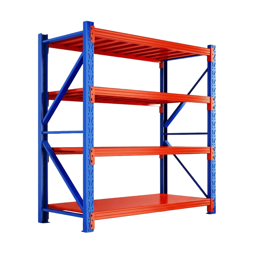 Estante de almacenamiento de acero de servicio mediano de 4 capas azul naranja