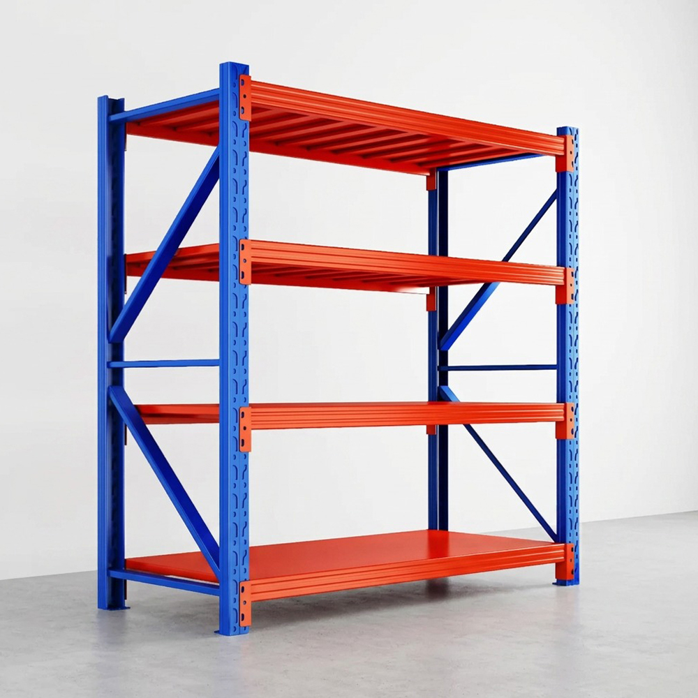 Estante de almacenamiento de acero de servicio mediano de 4 capas azul naranja