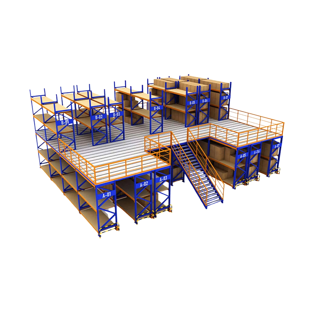 Sistema de estanterías para entrepiso industrial para almacén