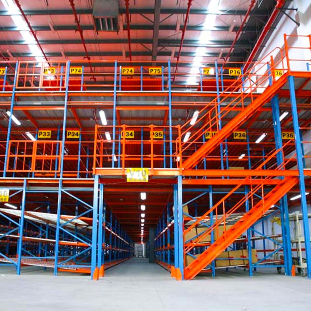Sistema de estanterías para entrepiso industrial para almacén